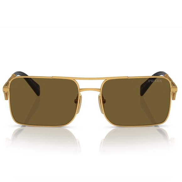 NEW PRADA SQUARE PR A52S 15N01T SUNGLASSES PRA52S 15N01T GOLD SPR A52 WOMEN - Picture 3 of 6